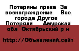 Потеряны права. За вознаграждение. - Все города Другое » Потеряли   . Амурская обл.,Октябрьский р-н